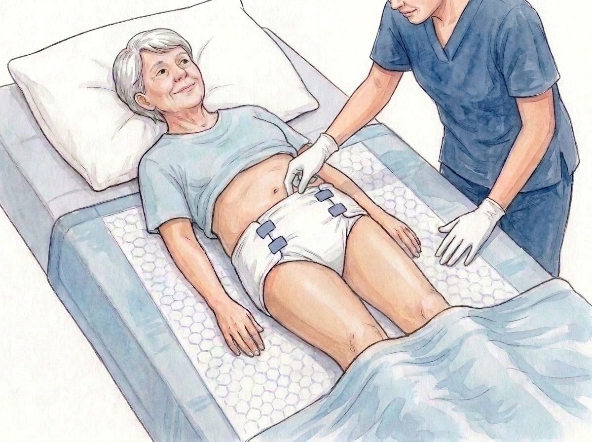 11. Posisikan di tengah, sesuaikan, pastikan ada jarak dua jari di bagian pinggang, periksa kondisi kulit